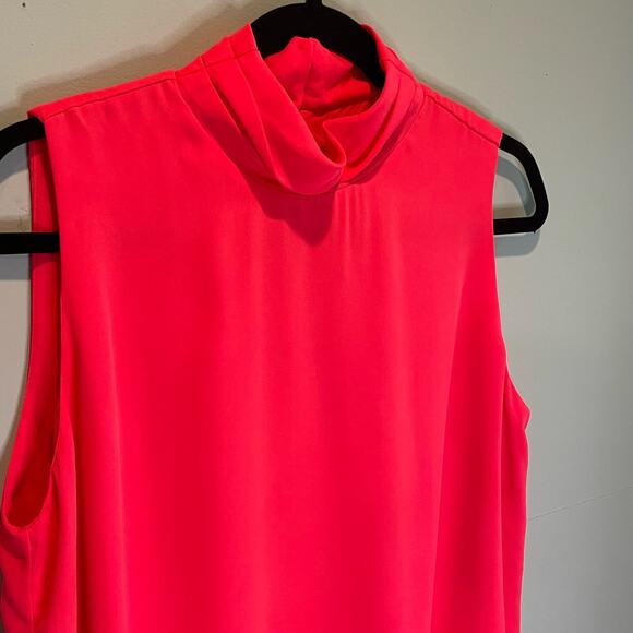 Krisa Hot Pink Mock Neck Sleeveless Blouse - Medium - Picture 2 of 6